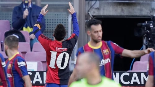 Messi celebrated his goal by revealing a red and black replica kit of his hometown club Newell's Old Boys bearing the number 10 which Maradona wore during his brief spell at the Rosario side in 1993
