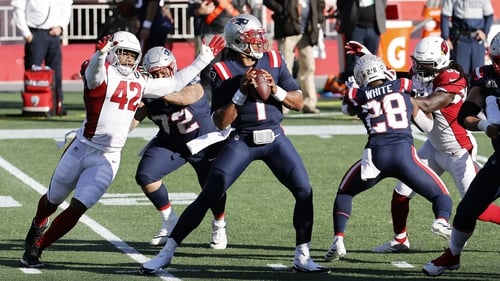 Arizona Cardinals linebacker Devon Kennard (42) gets to New England Patriots quarterback Cam Newton