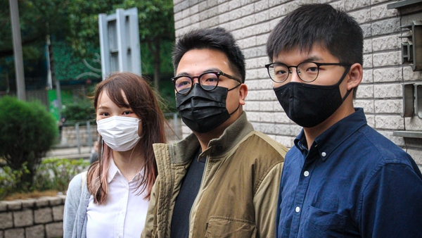 (L-R) Anges Chow, Ivan Lam and Joshua Wong were jailed for roles in anti-government rally