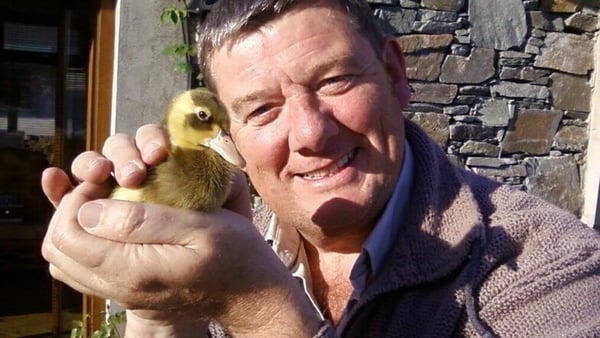 John Creedon and feathered pal in his back garden: 