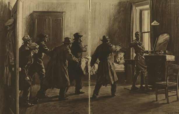 An artist's interpretation of the killing of one of the British officers on 'Bloody Sunday', which the Illustrated London News described as 'murder most foul' Photo: Illustrated London News [London, England], 11 December 1920