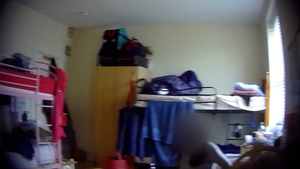 Bunkbeds crammed into the corners in a single-room flat at 90 Ballybough Road in Dublin 1