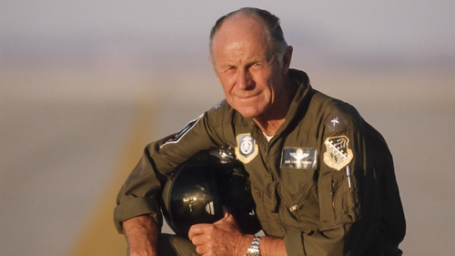 Chuck Yeager (pictured in 1986) broke the sound barrier in 1947