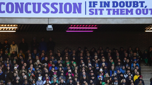 A concussion awareness banner at Scotland v Ireland 2019