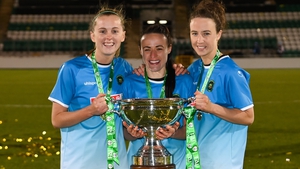 Peamount United players, from left, Claire Walsh, Áine O'Gorman and Karen Duggan