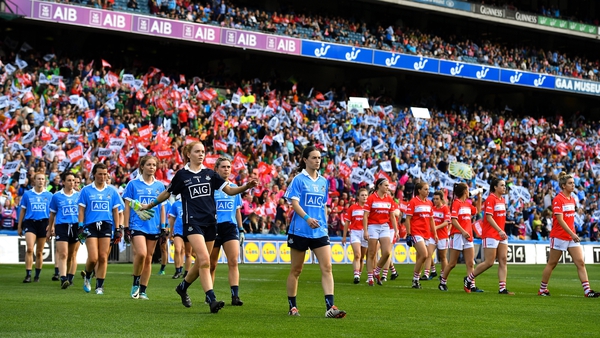 Dublin and Cork parade before the 2018 final