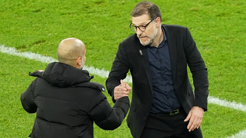 Bilic embraces City manager Pep Guardiola folling the 1-1 draw last night