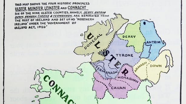Contemporary map of Ulster showing the lines of the new border