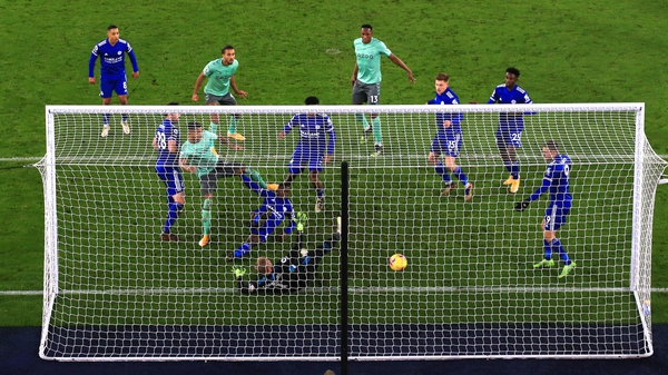 Mason Holgate bundles the ball home from close range for Everton's second goal