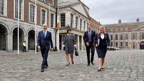Micheál Martin, Arlene Foster, Leo Varadkar and Michelle O'Neill met at Dublin Castle in July (RollingNews.ie)