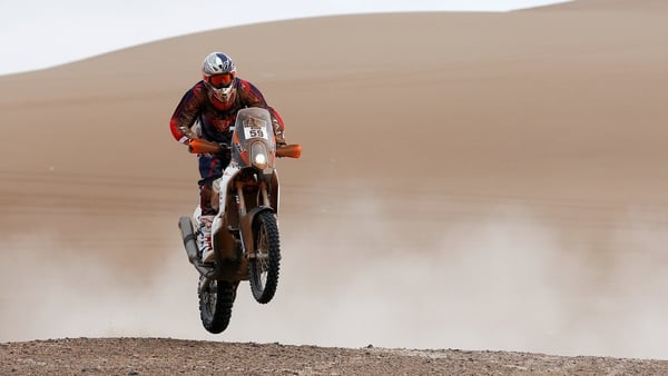 CS Santosh pictured in action during the 2015 Dakar Rally