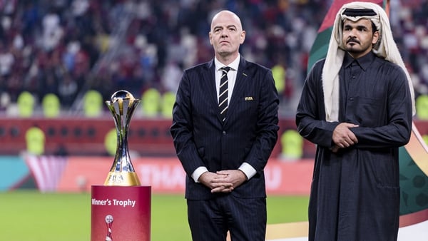 FIFA president Gianni Infantino during the FIFA Club World Cup Final match between Liverpool and Flamengo in 2019
