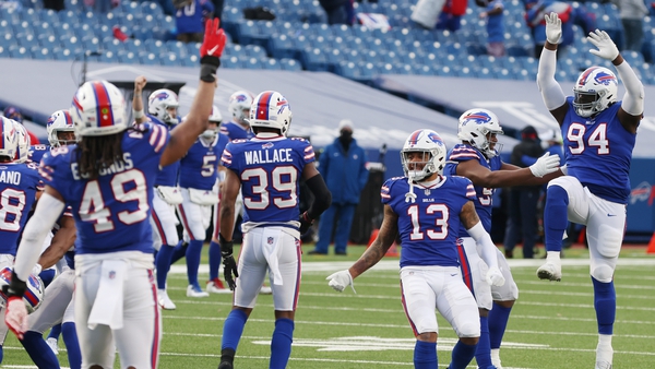 The Buffalo Bills celebrate their victory in Orchard Park