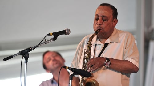 Lou Donaldson performs with Pat Bianchi on the organ at the Newport Jazz Festival in Newport, Rhode Island, on August 2, 2015