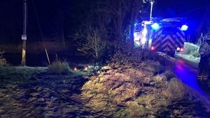 Icy conditions led to the driver skidding off the road