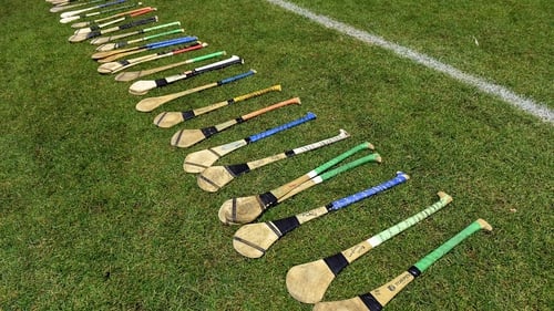 Hurls on the sideline before the Fitzgibbon Cup Final match between UCC and IT Carlow in February 2020