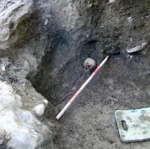 Skeleton of a three year old child discovered in a mass grave in Kilkenny