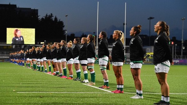 Ireland team stand for the anthems ahead of last October's Six Nations clash against Italy.