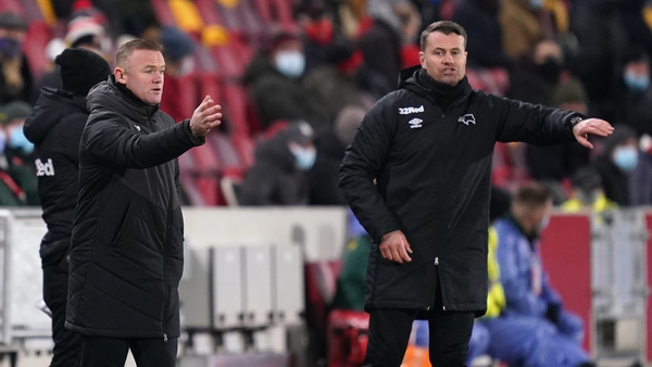 Derby manager Wayne Rooney and goalkeeper coach Shay Given