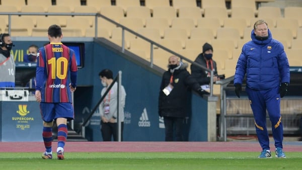 Lionel Messi leaves the pitch after being sent off