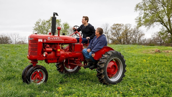 Mark Zuckerberg on the Gant family farm in Blanchardville, Wisconsin in April 2017