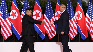 Donald Trump and North Korean leader Kim Jong Un meet in Singapore in June 2018. They were the first sitting leaders of their countries to meet, shake hands and negotiate to end a decades-old nuclear stand-off