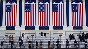 The West Front of the US Capitol is prepared for the inauguration