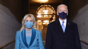 President-elect Joe Biden and his wife Jill Biden arrive for the ceremony