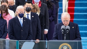 Father Leo J. O'Donovan speaks at the inauguration on the West Front of the US Capitol