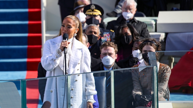 Jennifer Lopez sings during the inauguration on the West Front of the US Capitol