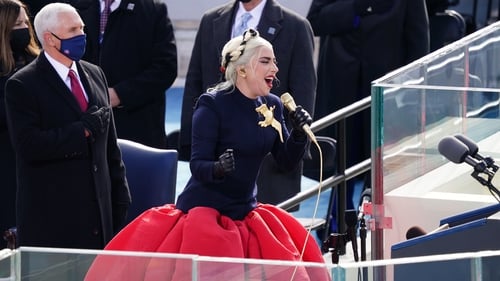 Lady Gaga sings the National Anthem at the inauguration of U.S. President-elect Joe Biden on the West Front of the U.S. Capitol on January 20, 2021 in Washington, DC Credit: Rob Carr/Getty Images
