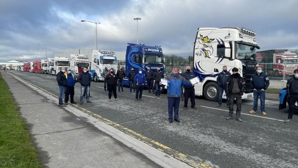 The IRHA staged a protest at Dublin Port to highlight the problems hauliers have been facing since 1 January