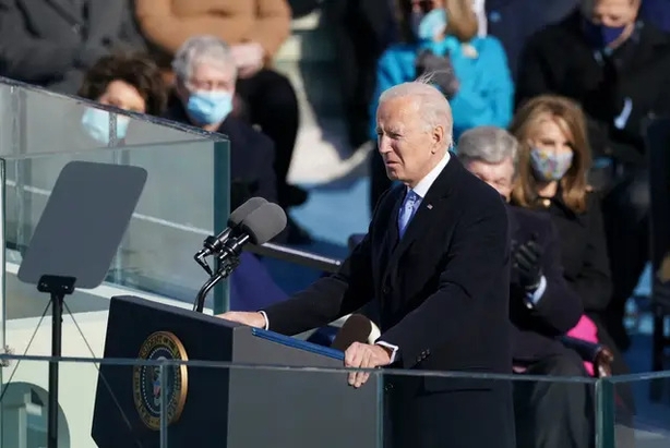 Biden speaks after being sworn in (AP)