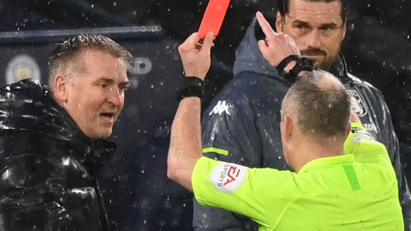 Dean Smith was sent off by referee Jonathan Moss