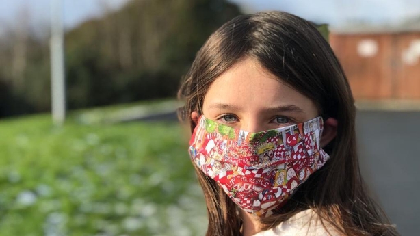 Ella McCarthy wears her Annie West designed face mask