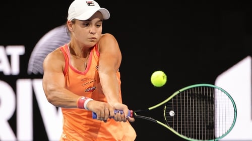 Ashleigh Barty was beaten by Simona Halep in an exhibition game in Adelaide