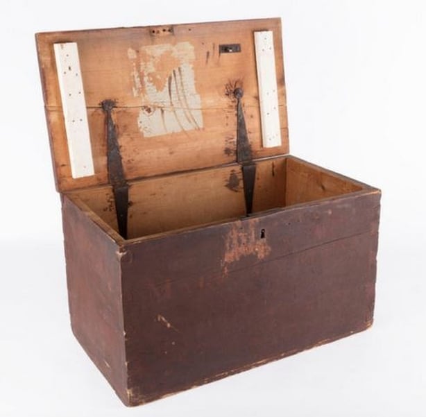 Sea trunk of Margaret Hurley from Gort, Galway per Thomas Arbuthnot arrived Sydney February 1849, in Hyde Park Barracks Museum, Macquarie Street, Sydney
