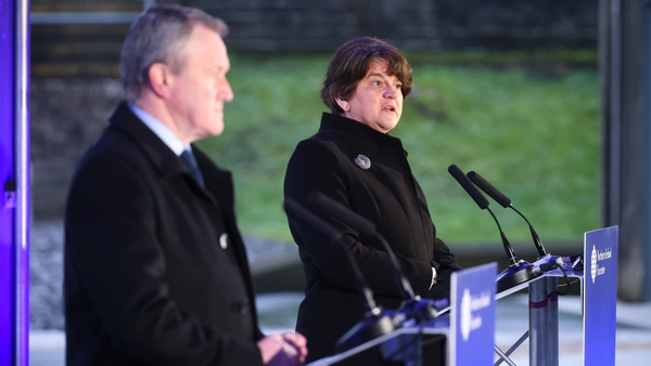 Arlene Foster and Conor Murphy were speaking in Dungannon