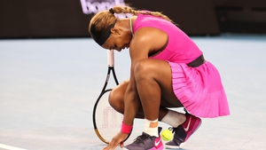 Serena Williams reacts after a point against Danielle Collins during their Yara Valley Classic match
