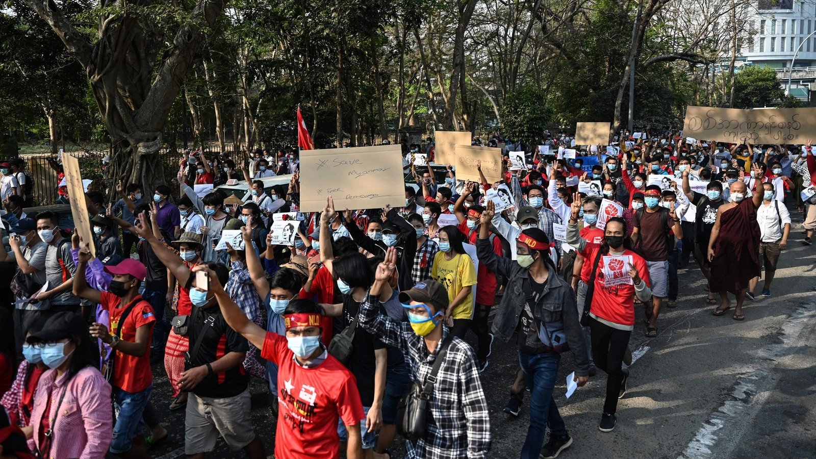 Tens of thousands rally in growing protests in Myanmar