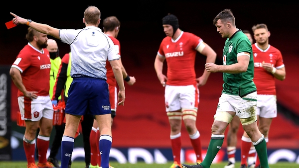 Peter O'Mahony became the first Ireland player to be sent off in the Six Nations