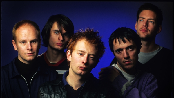 Phil Selway, Jonny Greenwood, Thom Yorke, Colin Greenwood and Ed O'Brien of Radiohead pictured in 1995