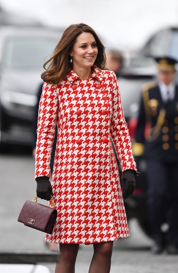 The Duchess of Cambridge arriving at the Karolinska Institute in Stockholm to hear about Sweden's approach to managing mental health challenges.