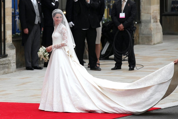 Kate Middleton arrives at Westminster Abbey, London, before her marriage to Prince William.