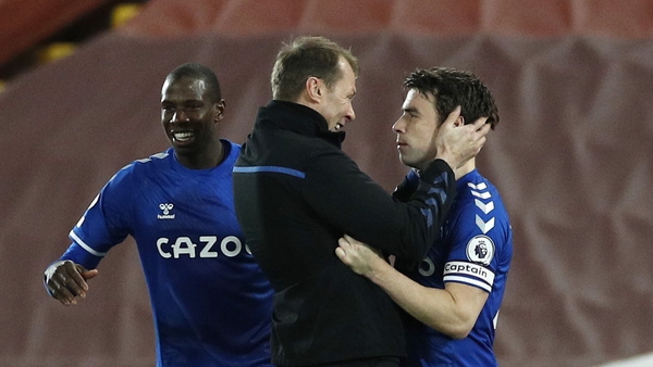 Duncan Ferguson shares a moment with Seamus Coleman at the final whistle