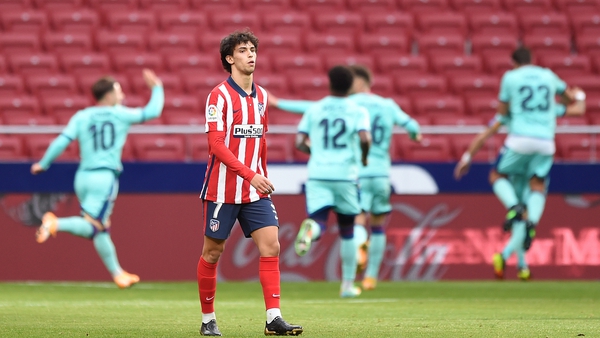 Joao Felix reacts after Levante's opening goal