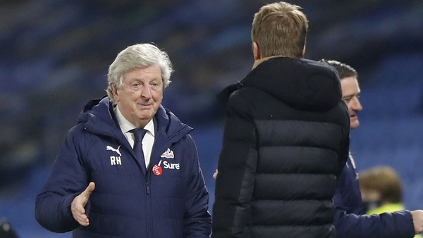 Roy Hodgson shakes hands with Graham Potter after Palace's dramatic win