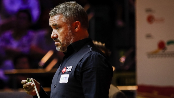 Stephen Hendry during an exhibition game against Jimmy White in 2017
