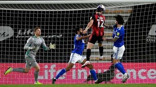 Shane Long headed Bournemouth ahead in their 2-1 defeat at home to Cardiff City
