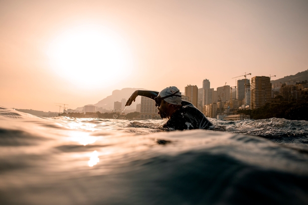 A person swimming in the ocean